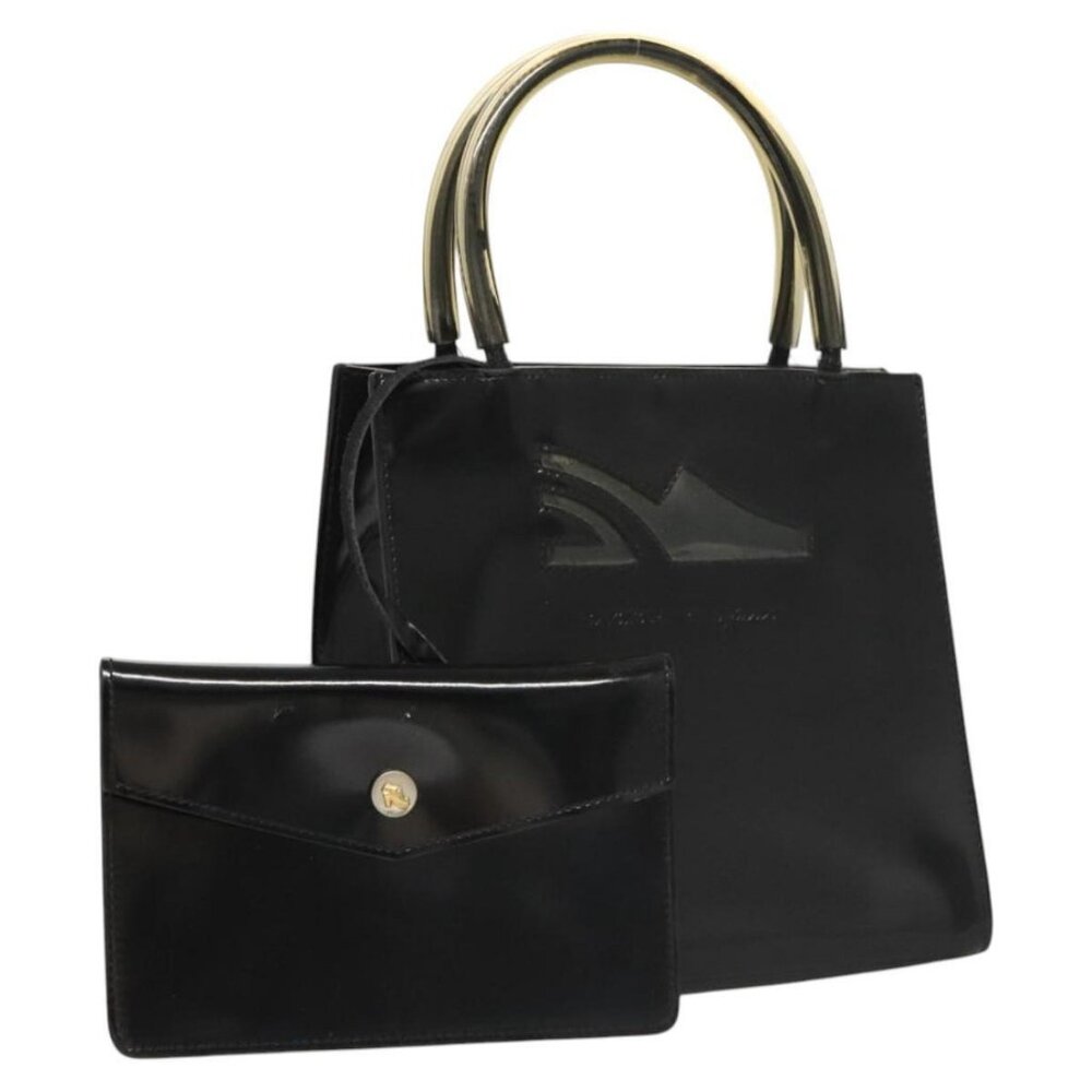 Salvatore Ferragamo Hand Bag Patent leather Black Auth 120390